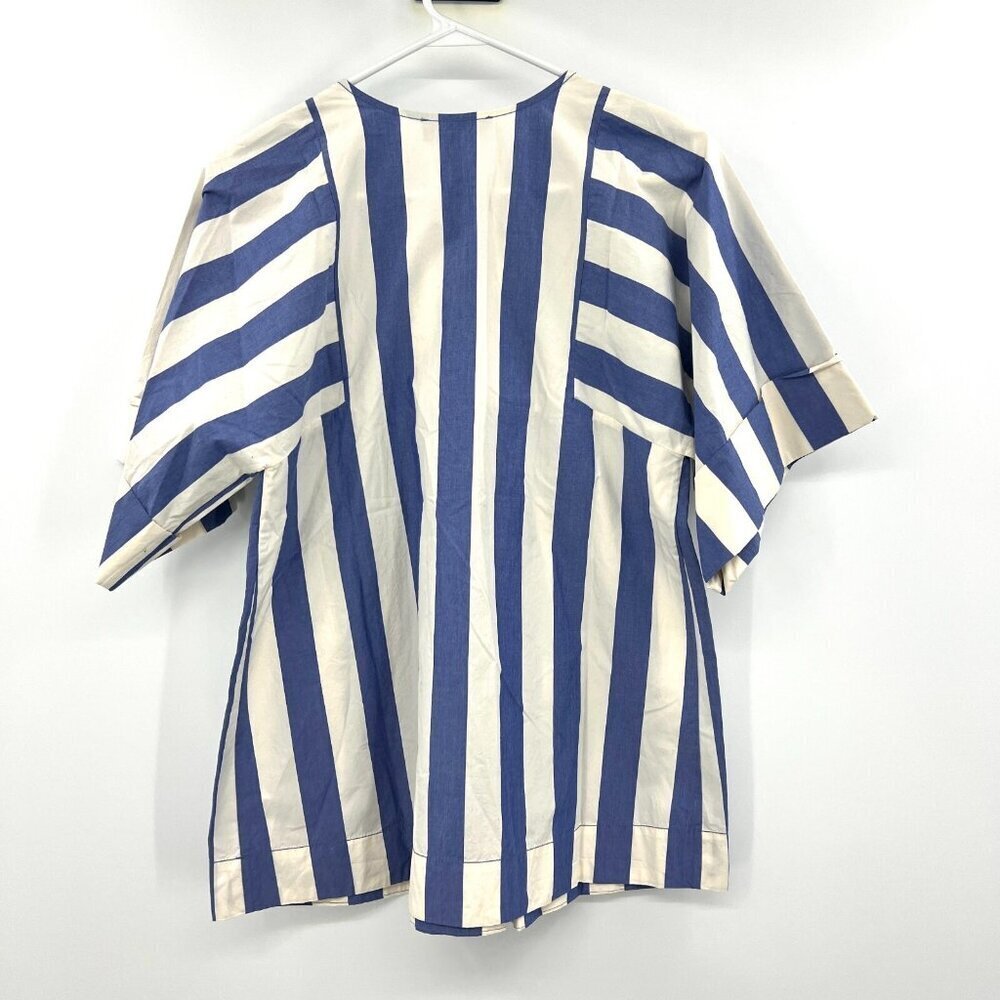 NWT Everlane The Poplin Tunic Mazarine Blue Bone Blouse Women's XS Oversize $88 - Picture 5 of 5